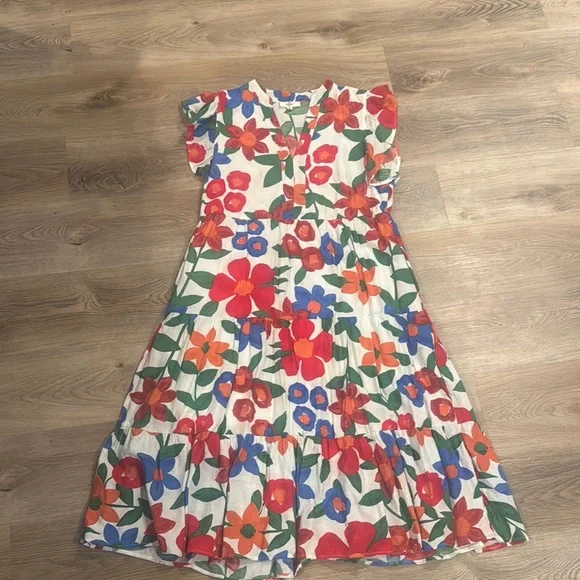 entro | Dresses | Entro Floral Maxi Dress Red Orange Blue Green | Poshmark